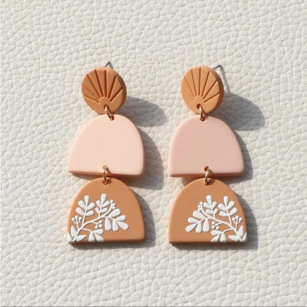 Floral Pattern Drop Earrings - Picture 4 of 6